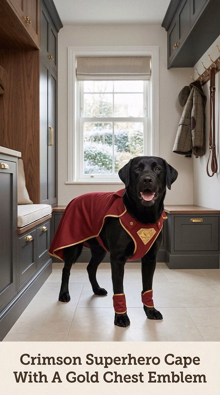 Crimson Superhero Cape With A Gold Chest Emblem