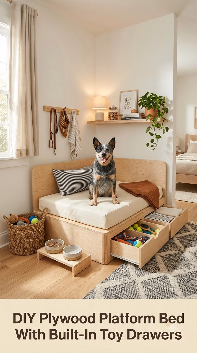 8. DIY Plywood Platform Bed With Built-In Toy Drawers