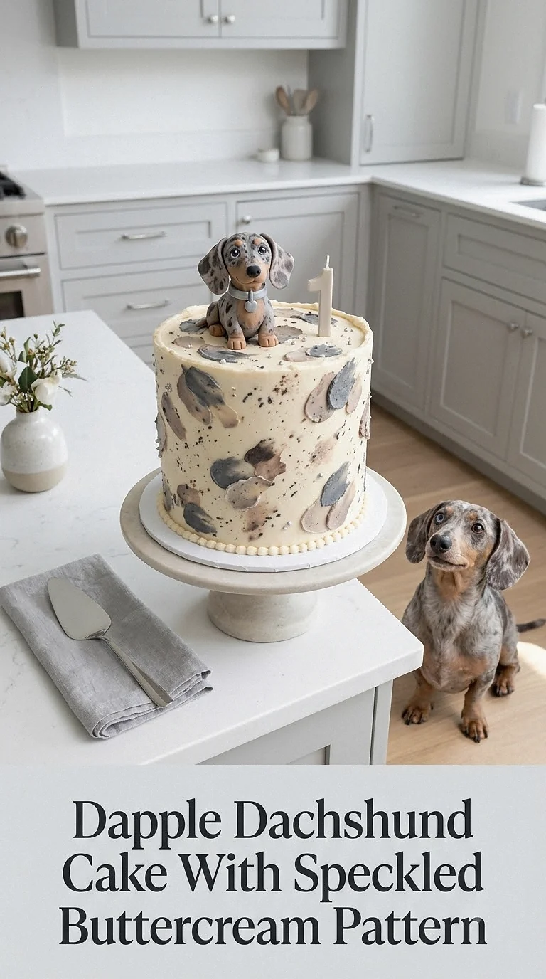 Dapple Dachshund Cake With Speckled Buttercream Pattern