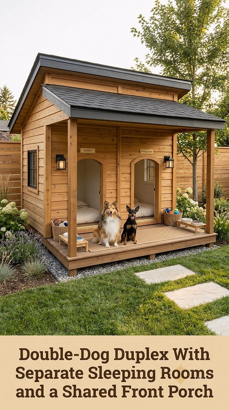 Double-Dog Duplex With Separate Sleeping Rooms and a Shared Front Porch