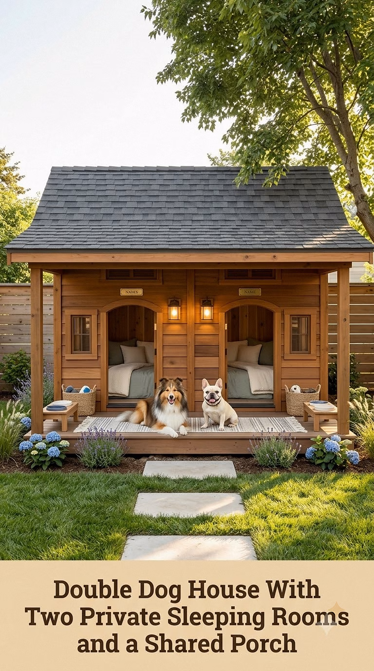 8. Double Dog House With Two Private Sleeping Rooms and a Shared Porch