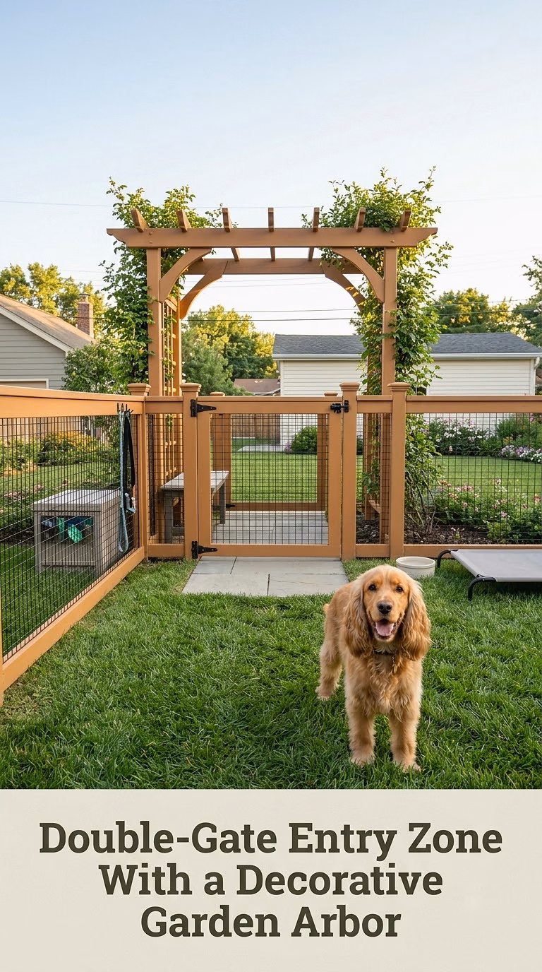 Double-Gate Entry Zone With a Decorative Garden Arbor