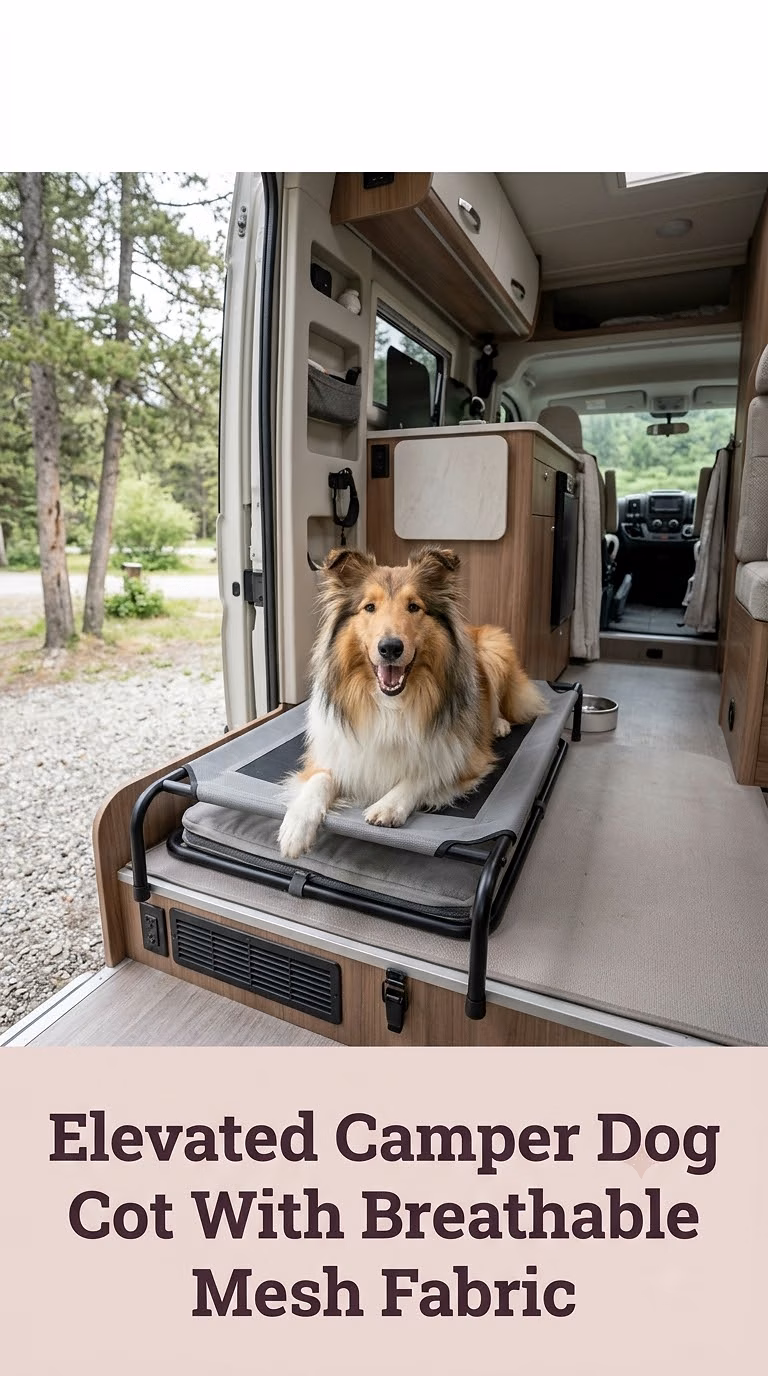 Elevated Camper Dog Cot With Breathable Mesh Fabric