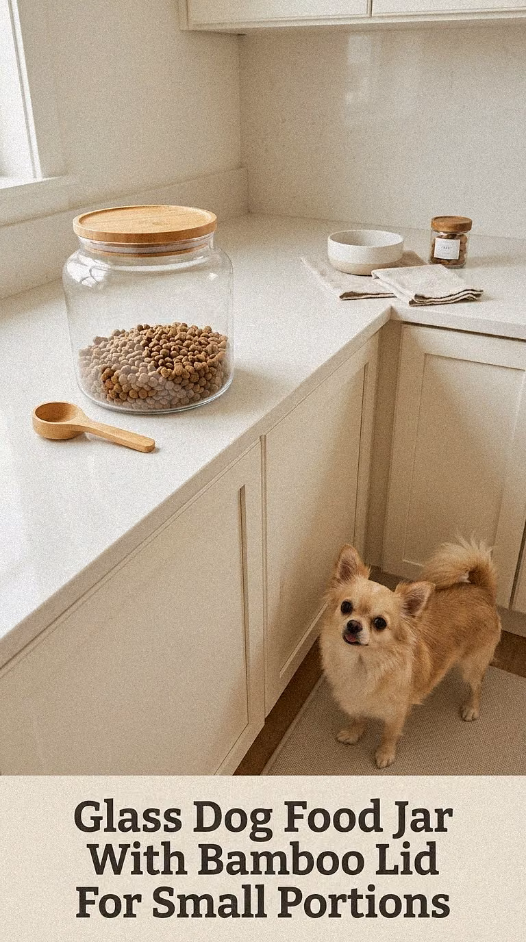 Glass Dog Food Jar With Bamboo Lid For Small Portions