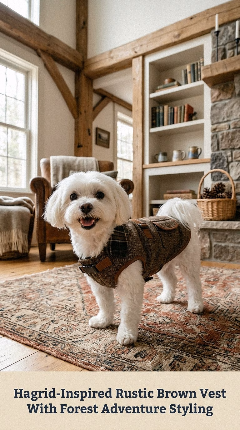 Hagrid-Inspired Rustic Brown Vest With Forest Adventure Styling