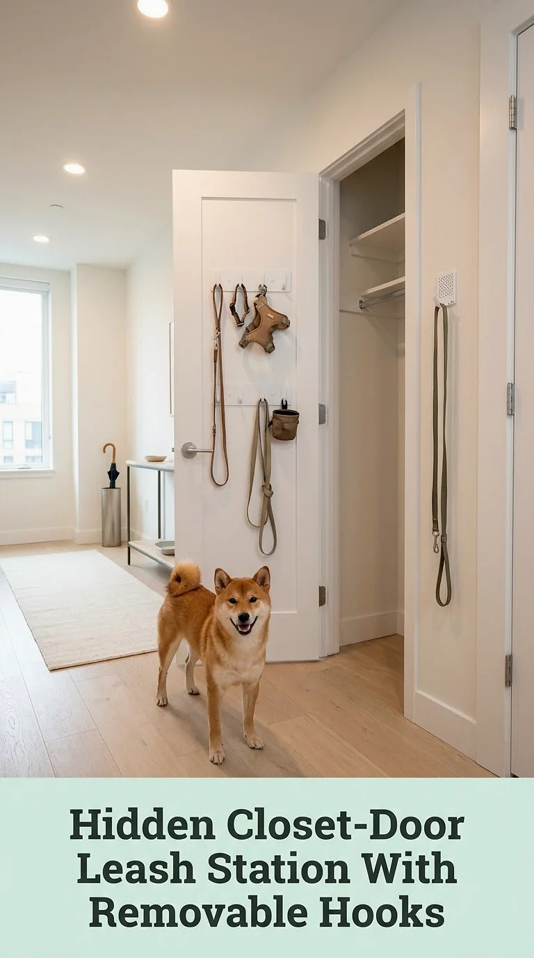 Hidden Closet-Door Leash Station With Removable Hooks