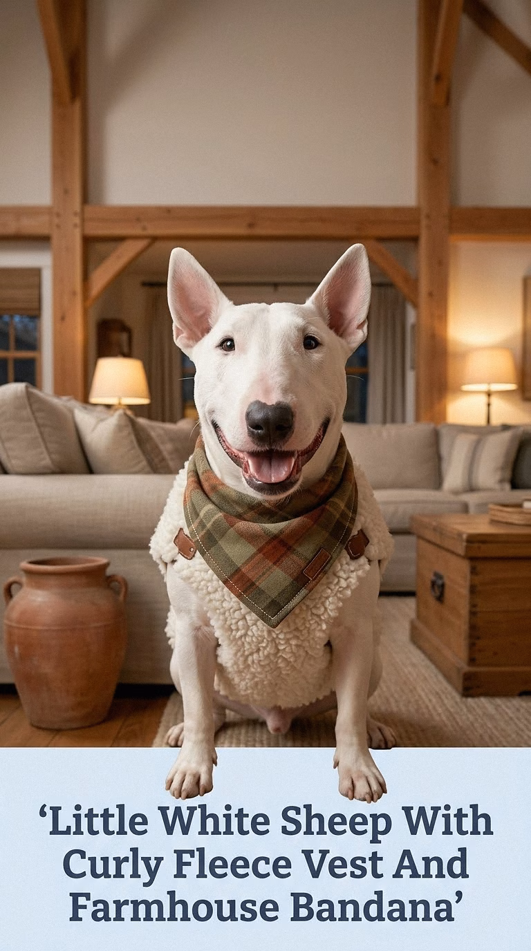 Little White Sheep With Curly Fleece Vest And Farmhouse Bandana