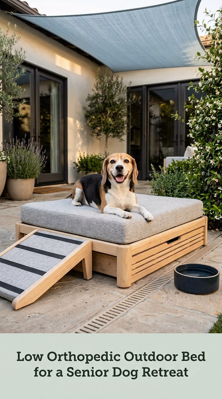 Low Orthopedic Outdoor Bed for a Senior Dog Retreat