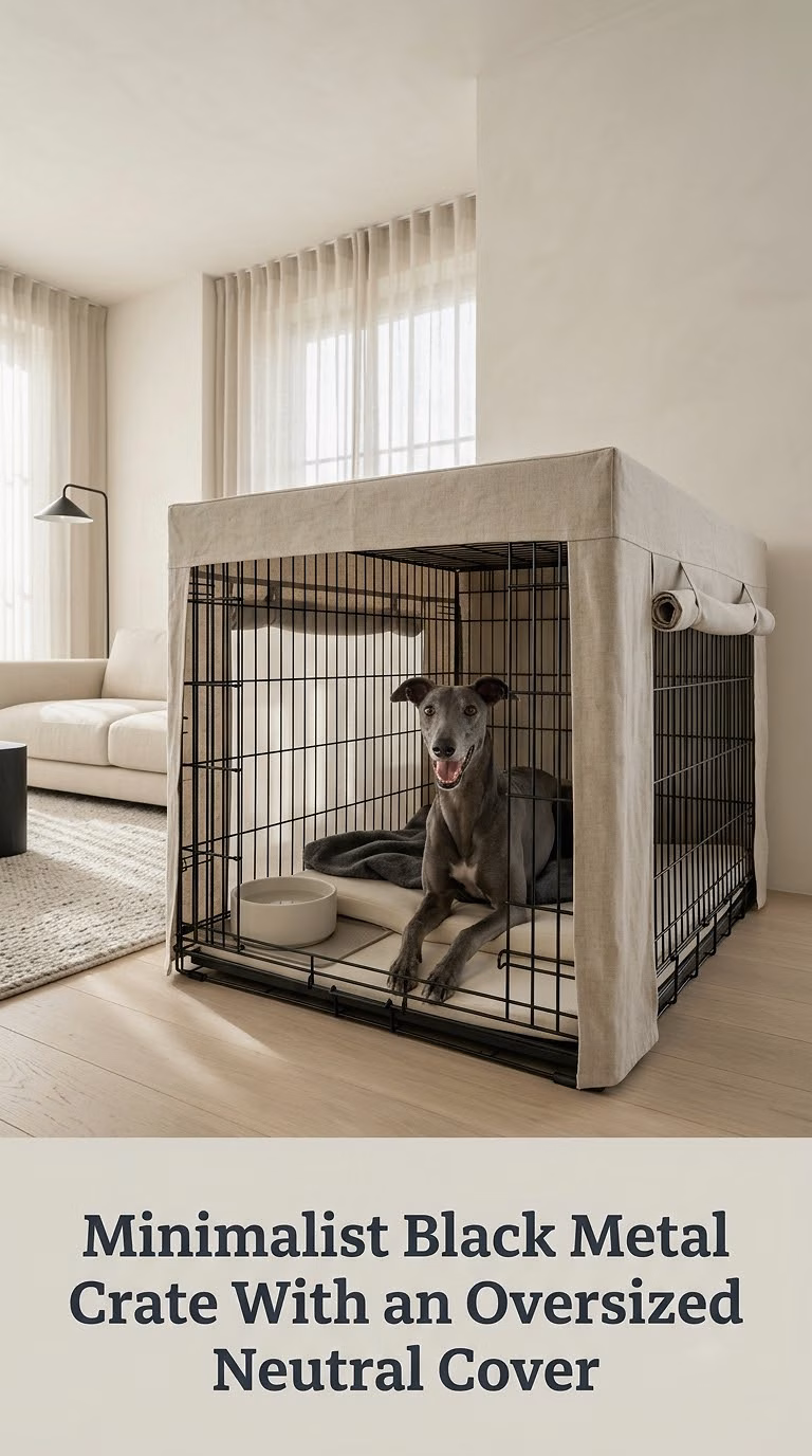 Minimalist Black Metal Crate With an Oversized Neutral Cover