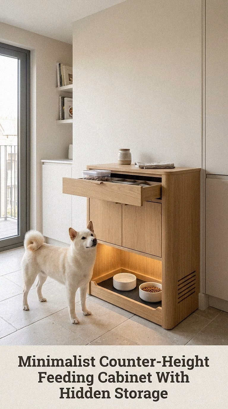 Minimalist Counter-Height Feeding Cabinet With Hidden Storage