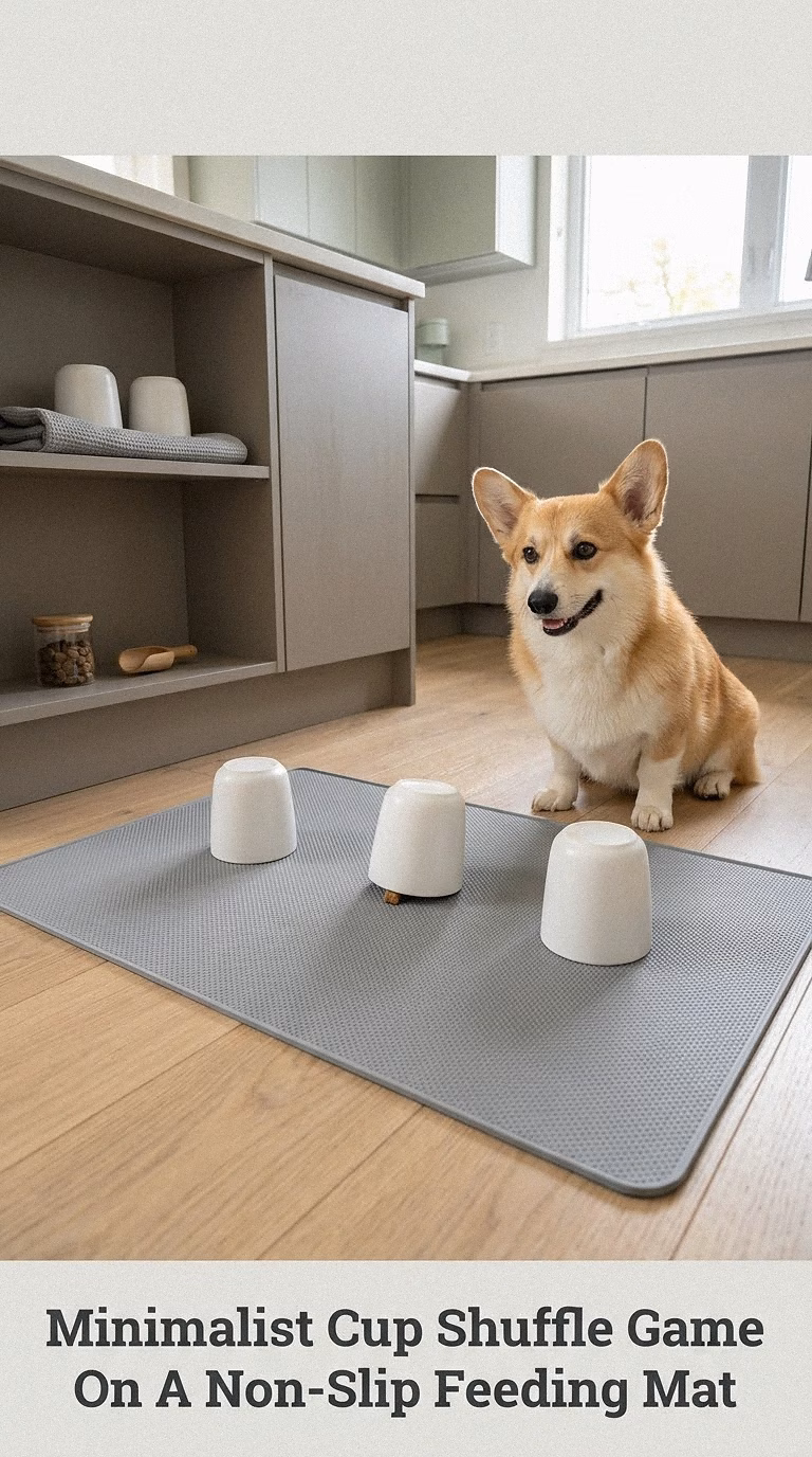 Minimalist Cup Shuffle Game On A Non-Slip Feeding Mat