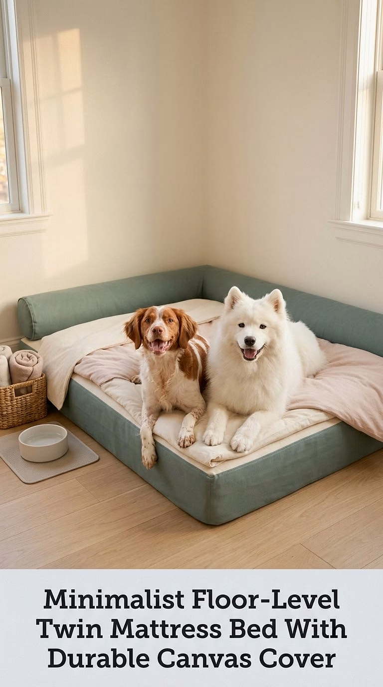 Minimalist Floor-Level Twin Mattress Bed With Durable Canvas Cover