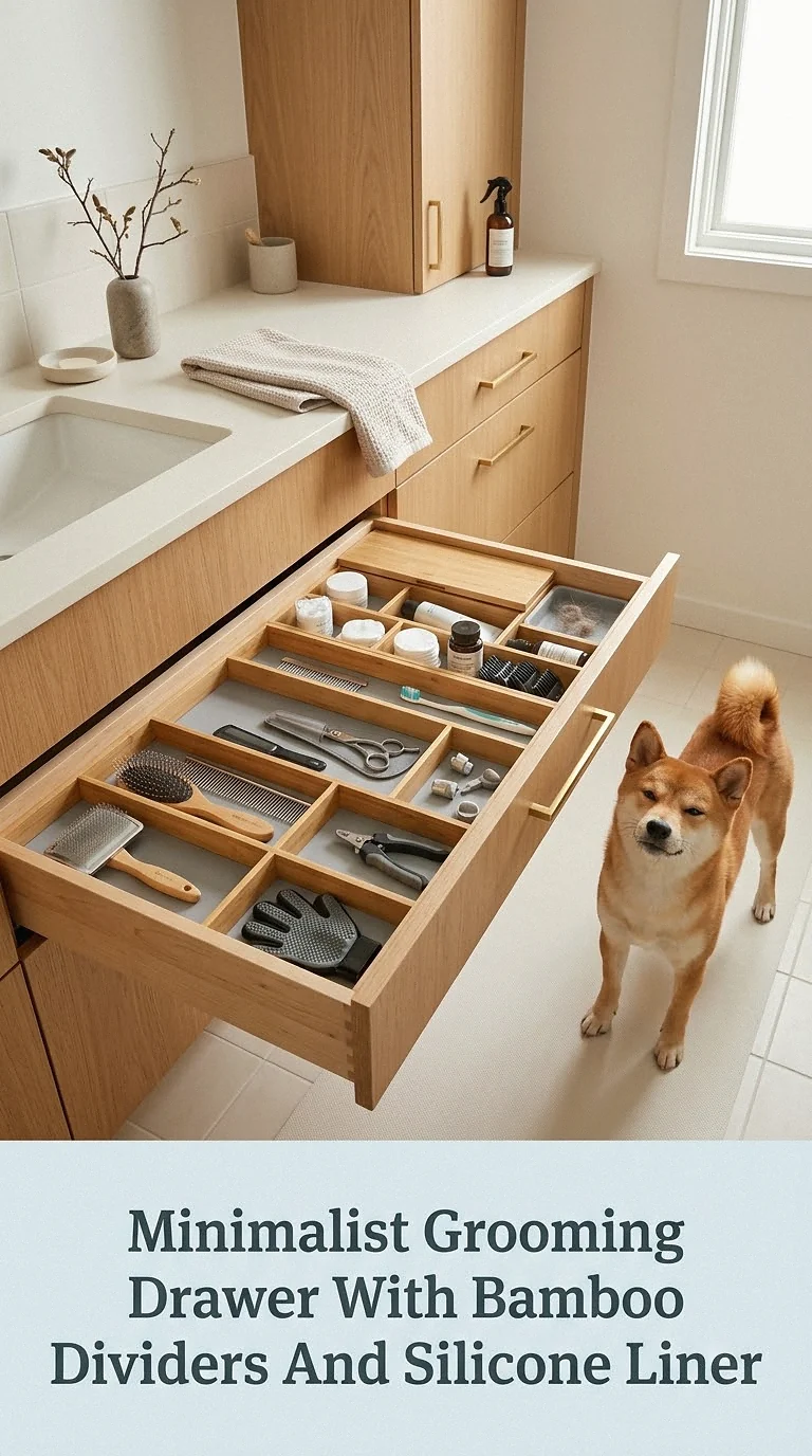 Minimalist Grooming Drawer With Bamboo Dividers And Silicone Liner