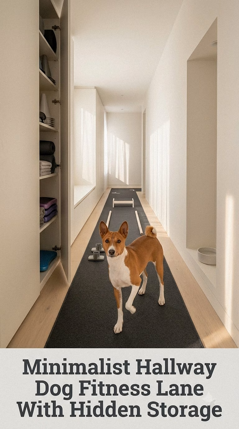 Minimalist Hallway Dog Fitness Lane With Hidden Storage
