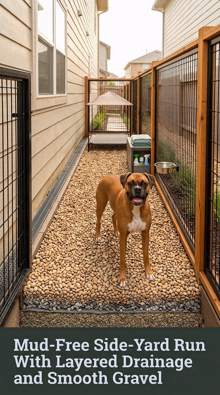 Mud-Free Side-Yard Run With Layered Drainage and Smooth Gravel