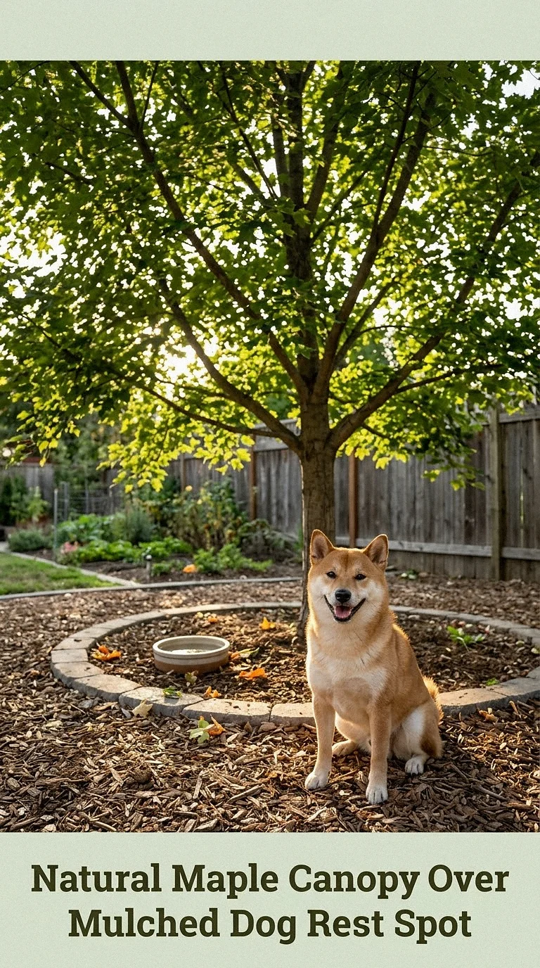 Natural Maple Canopy Over Mulched Dog Rest Spot