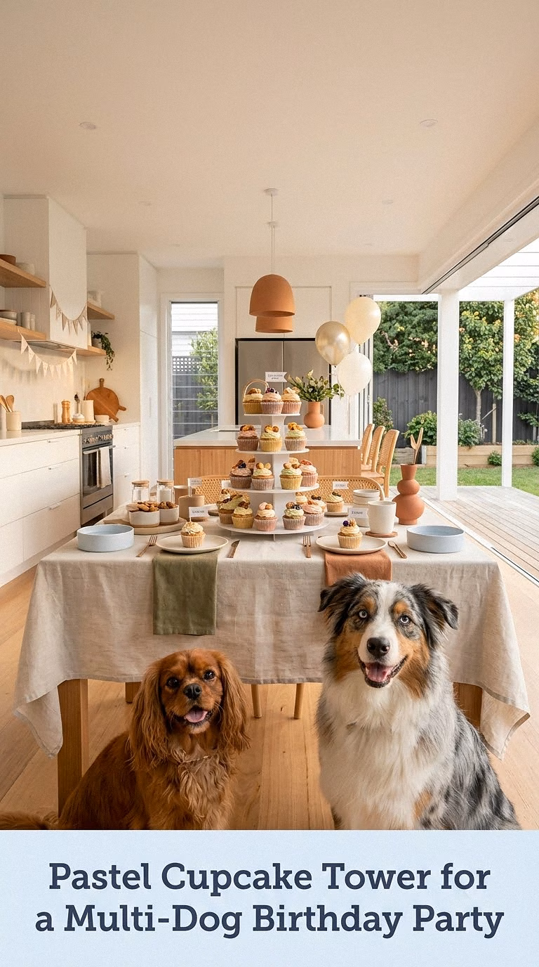 Pastel Cupcake Tower for a Multi-Dog Birthday Party