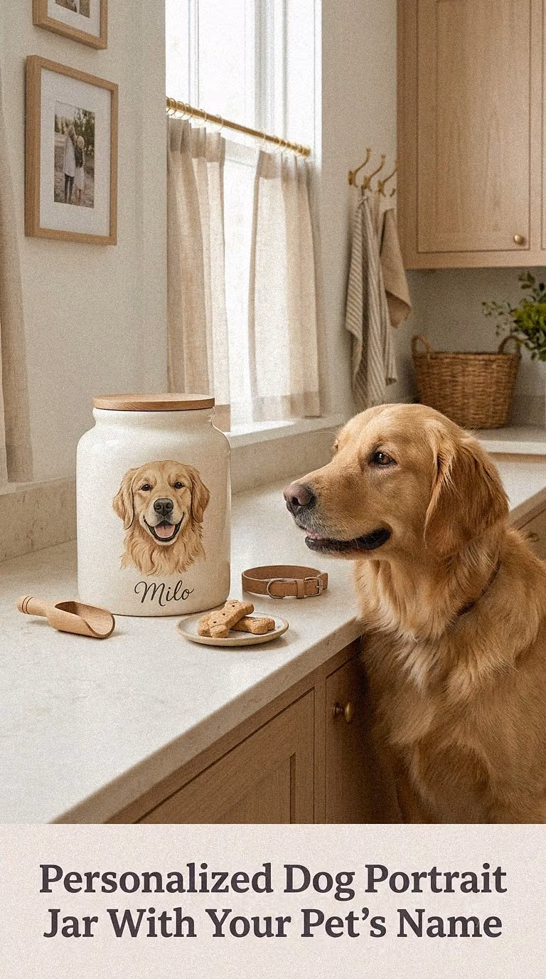 Personalized Dog Portrait Jar With Your Pet's Name
