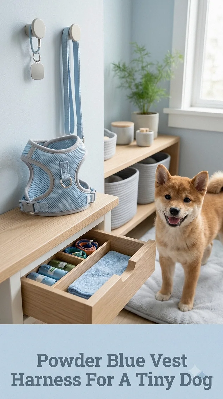 Powder Blue Vest Harness For A Tiny Dog