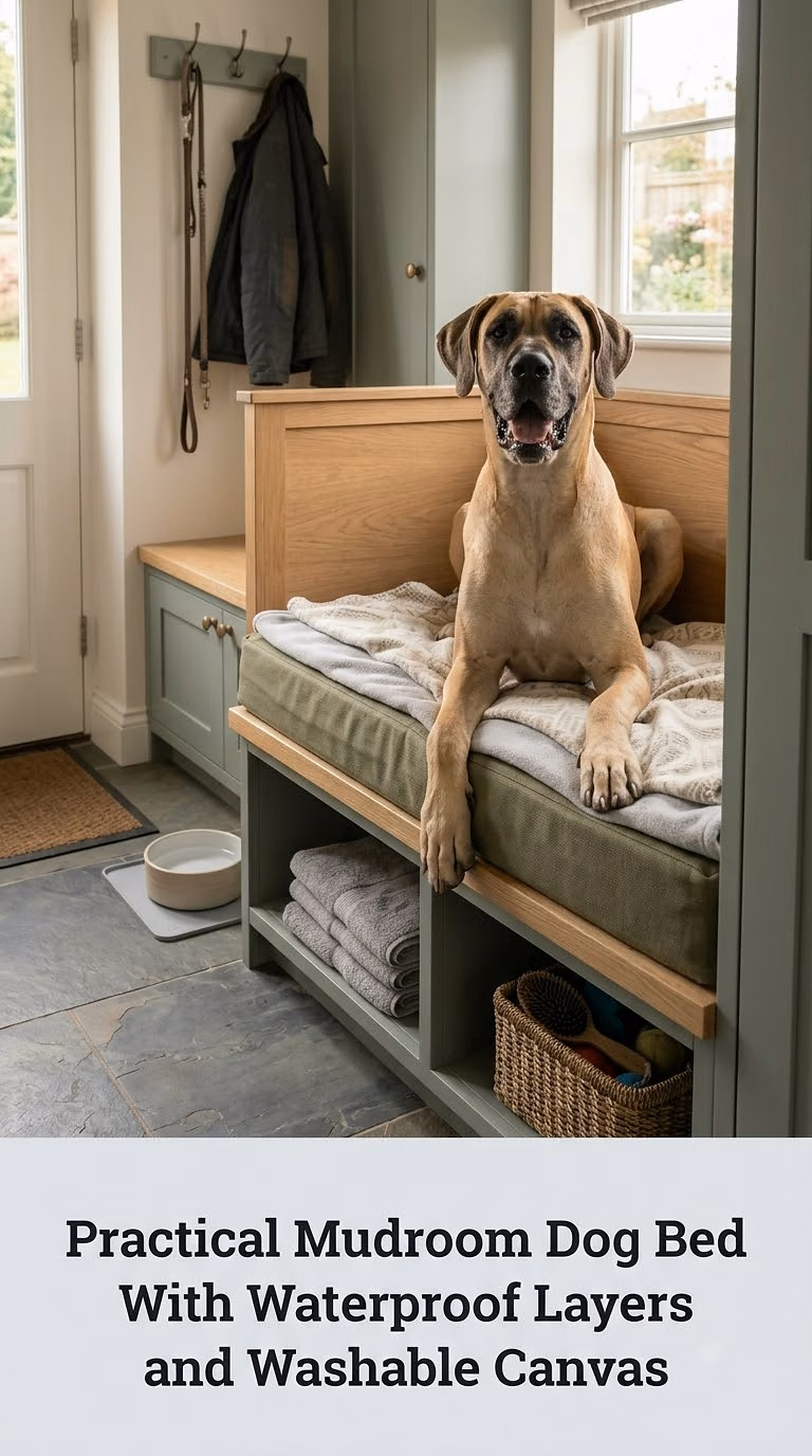 Practical Mudroom Dog Bed With Waterproof Layers and Washable Canvas