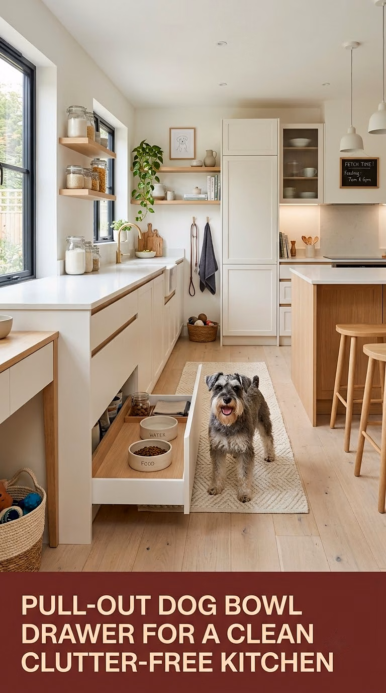 8. Pull-Out Dog Bowl Drawer for a Clean, Clutter-Free Kitchen