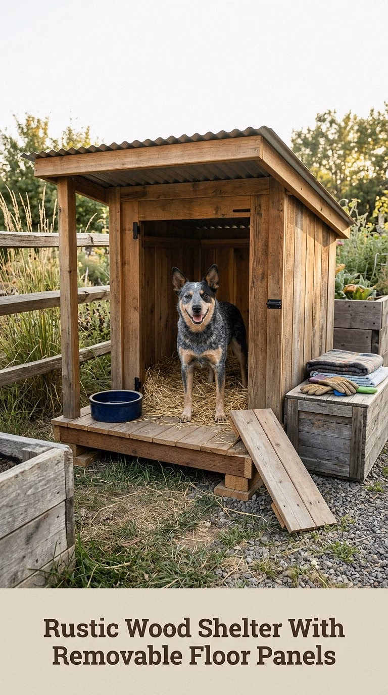 Rustic Wood Shelter With Removable Floor Panels