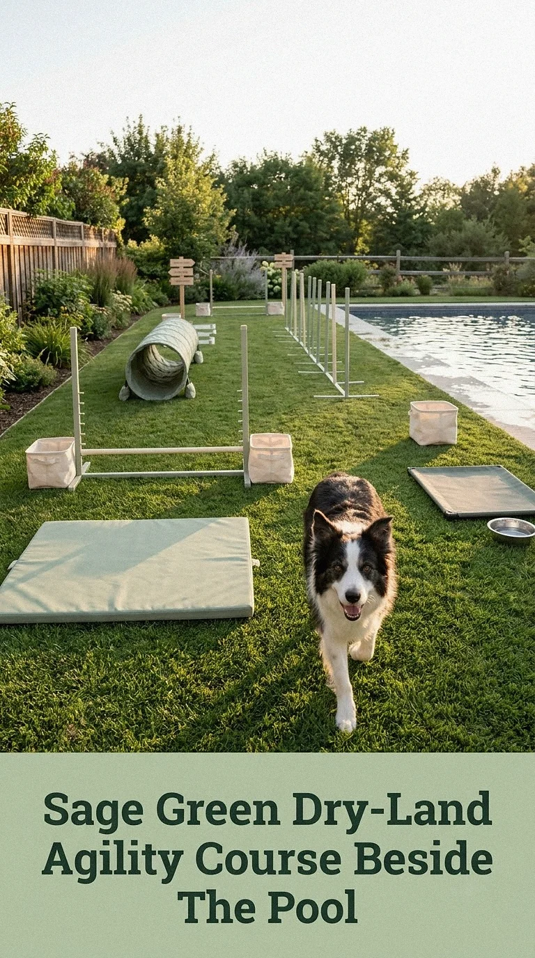 Sage Green Dry-Land Agility Course Beside The Pool