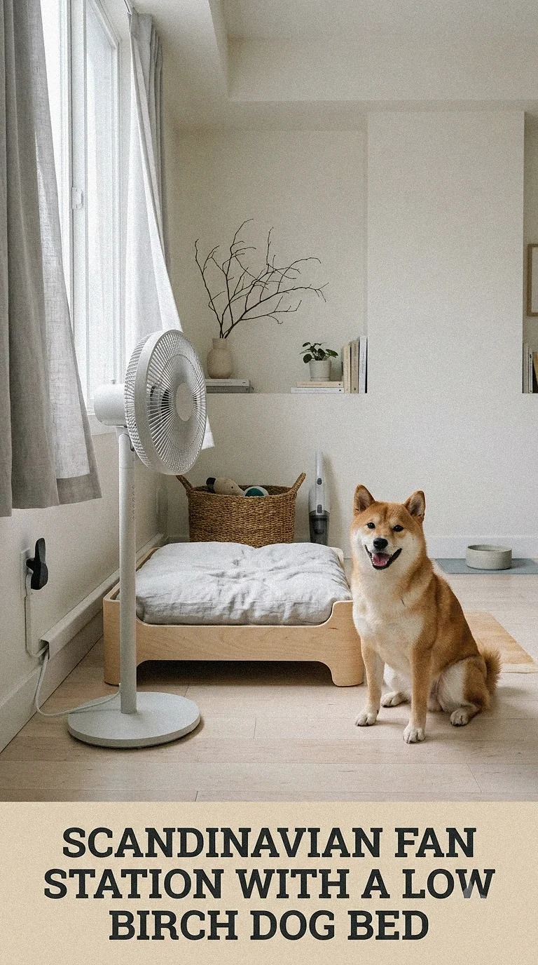 Scandinavian Fan Station With A Low Birch Dog Bed