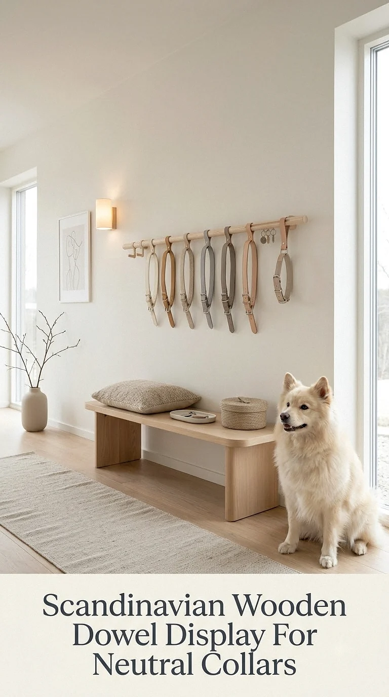 Scandinavian Wooden Dowel Display For Neutral Collars