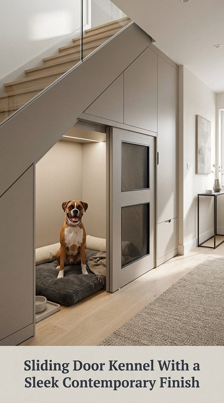 Sliding Door Kennel With a Sleek Contemporary Finish