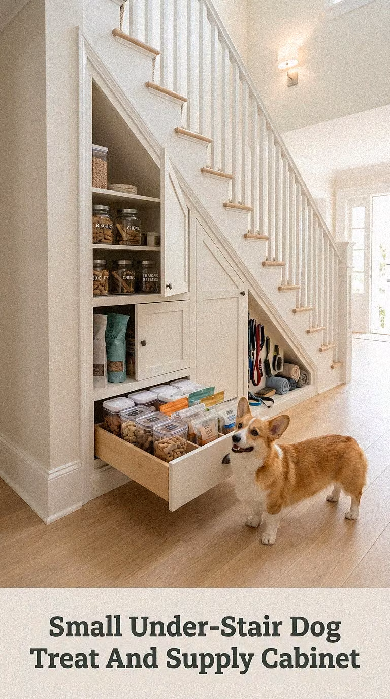 Small Under-Stair Dog Treat And Supply Cabinet