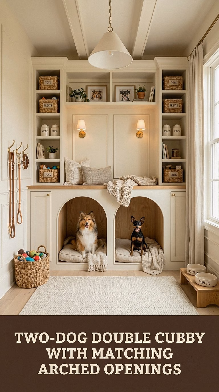 8. Two-Dog Double Cubby With Matching Arched Openings