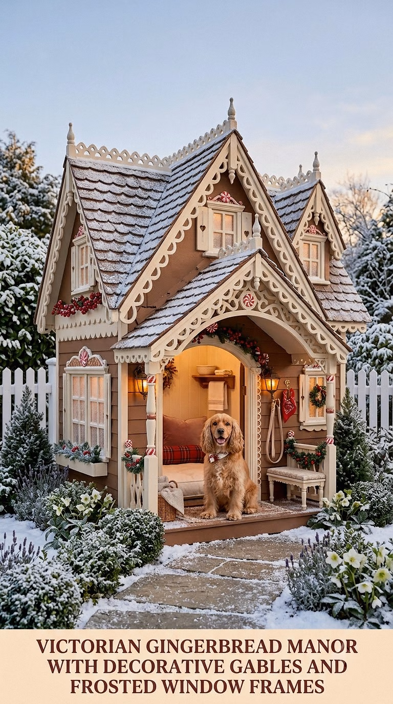 Victorian Gingerbread Manor With Decorative Gables and Frosted Window Frames