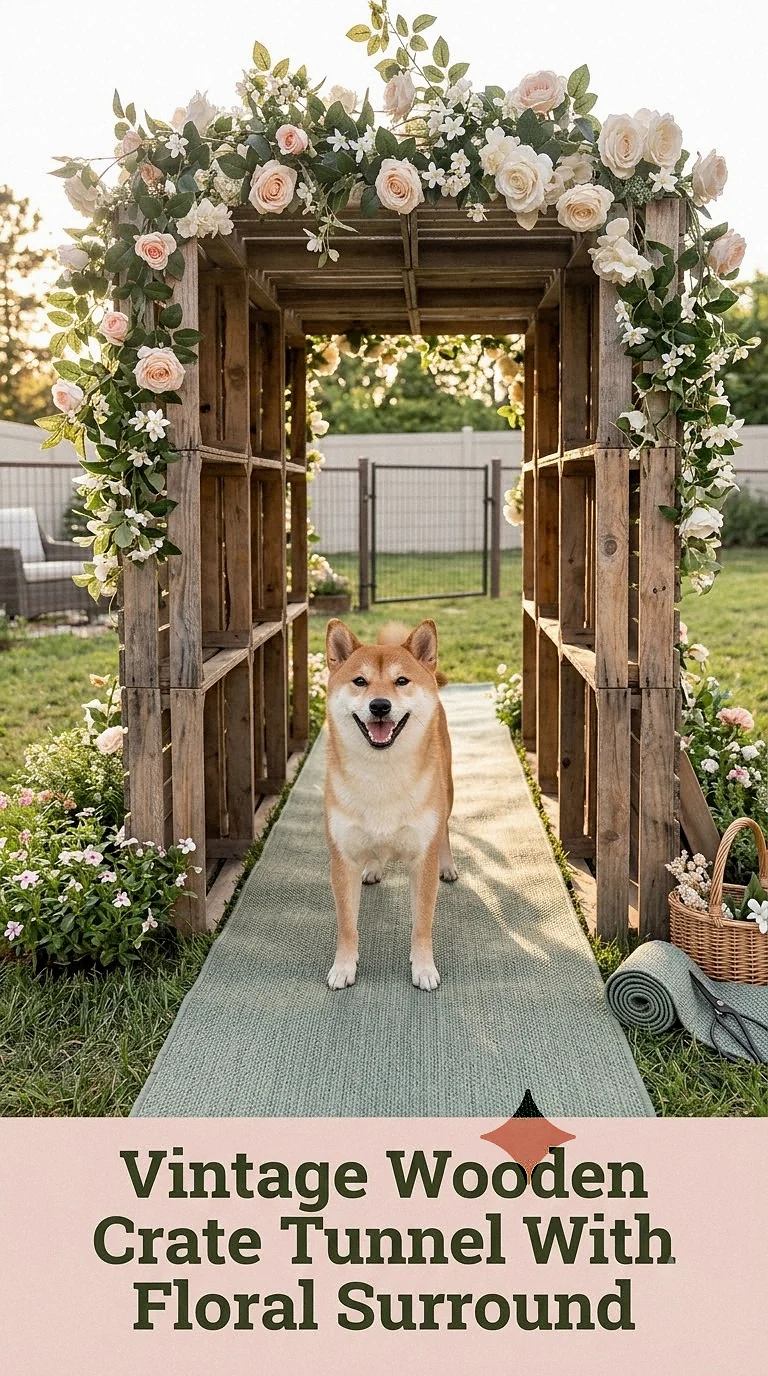 Vintage Wooden Crate Tunnel With Floral Surround