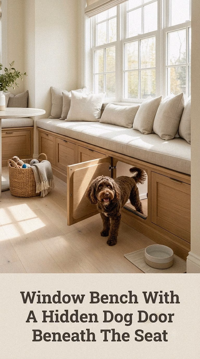 Window Bench With A Hidden Dog Door Beneath The Seat