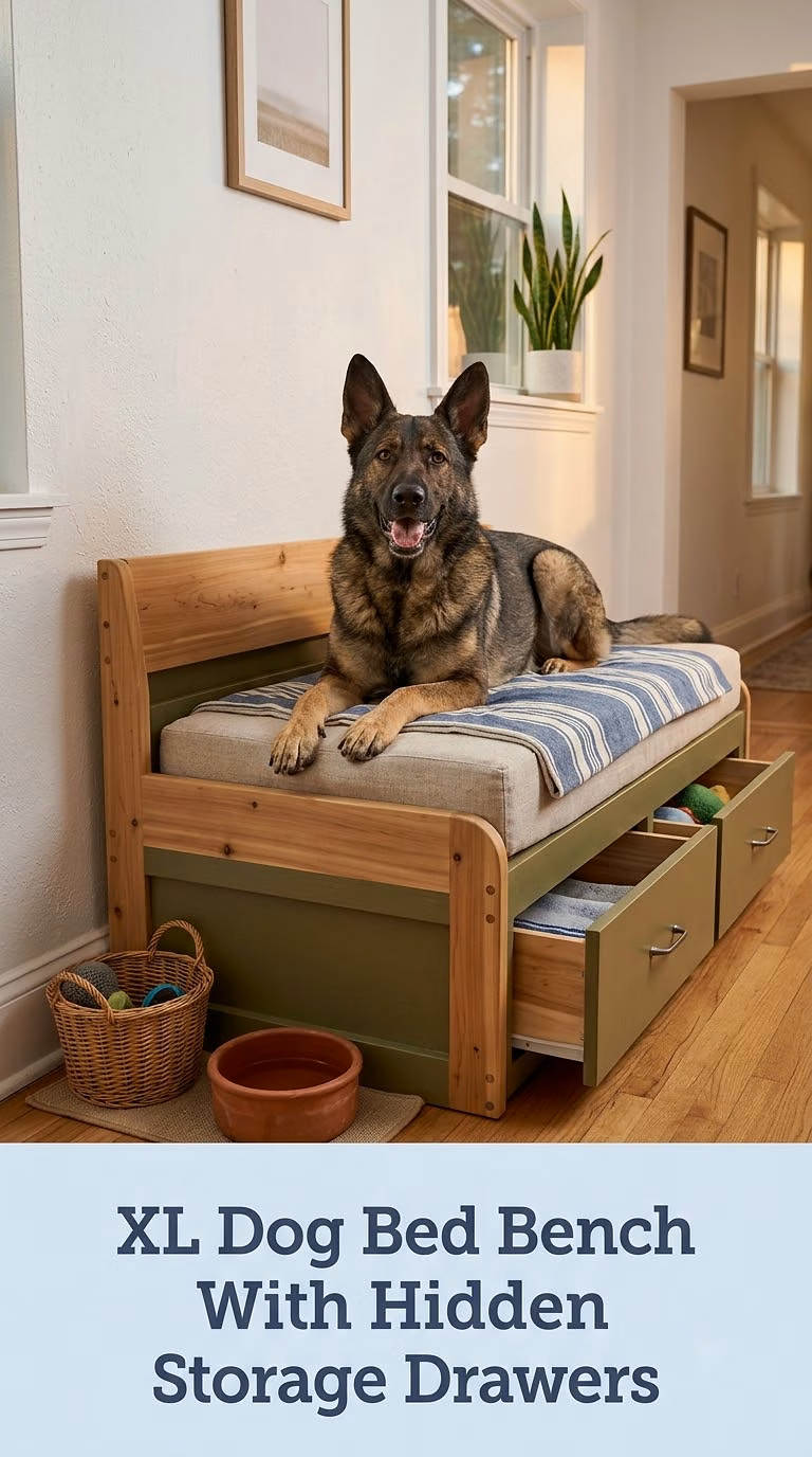 XL Dog Bed Bench With Hidden Storage Drawers