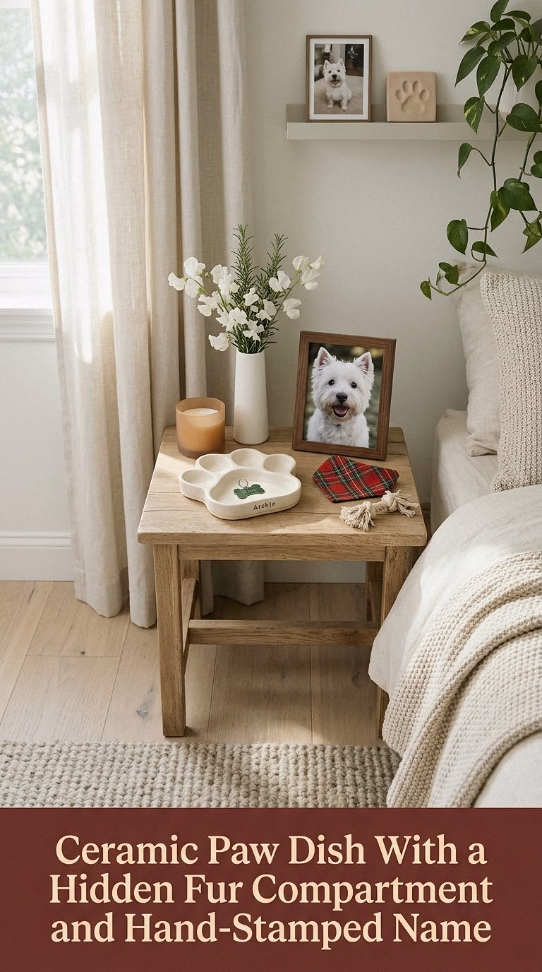 9. Ceramic Paw Dish With a Hidden Fur Compartment and Hand-Stamped Name