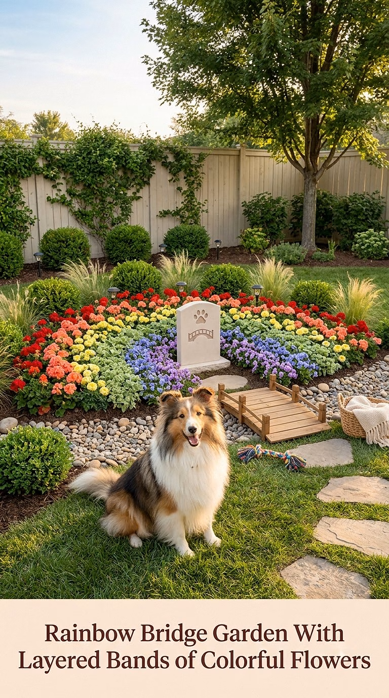 9. Rainbow Bridge Garden With Layered Bands of Colorful Flowers