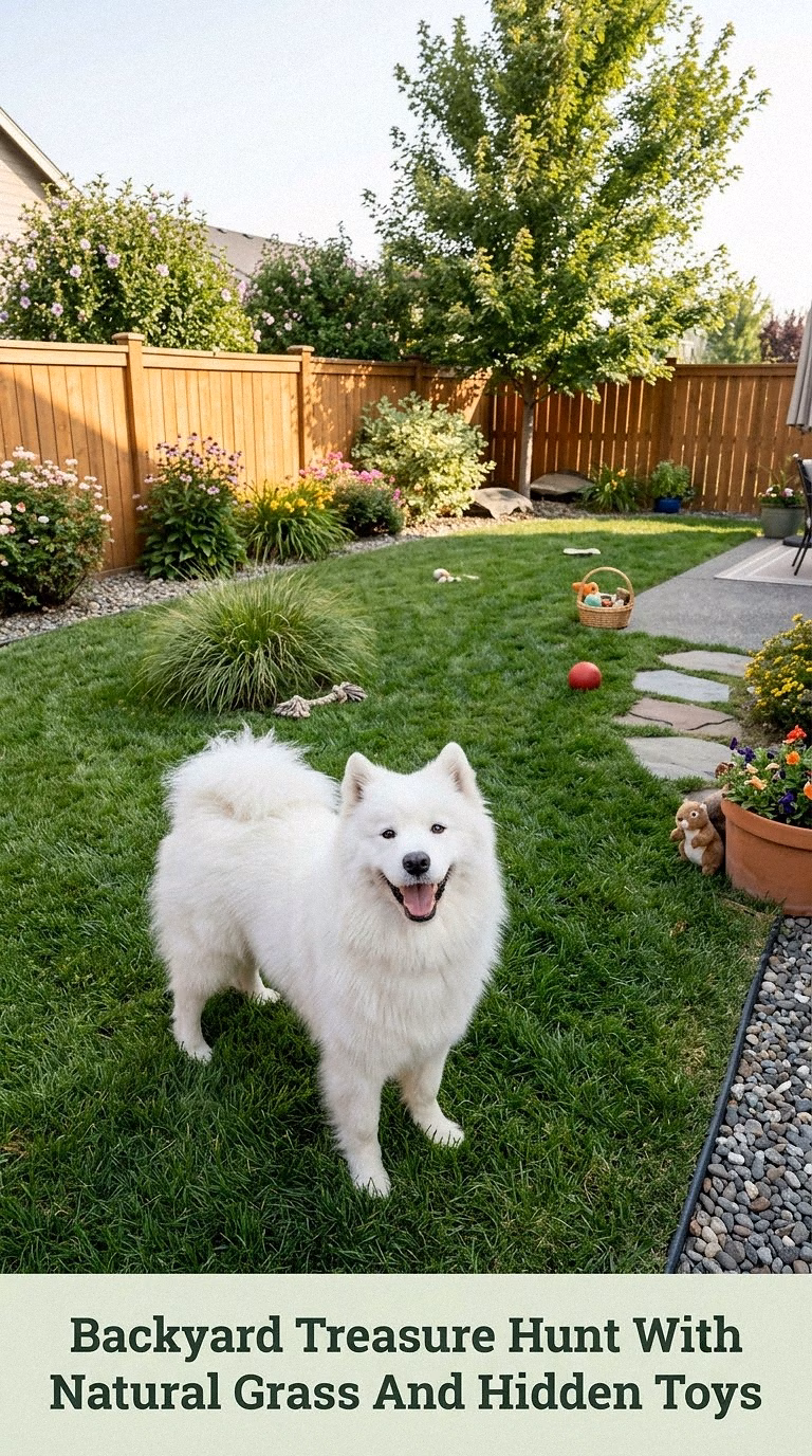 Backyard Treasure Hunt With Natural Grass And Hidden Toys