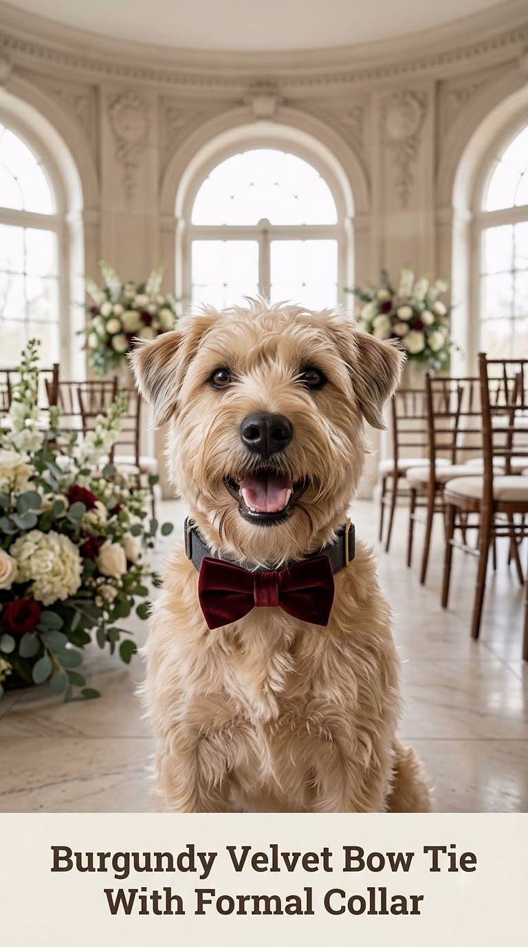Burgundy Velvet Bow Tie With Formal Collar