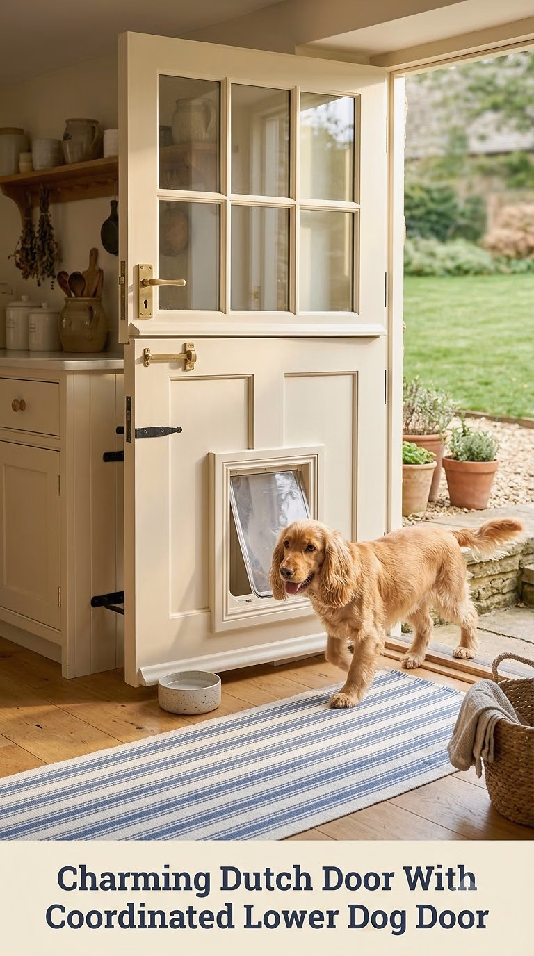 Charming Dutch Door With Coordinated Lower Dog Door