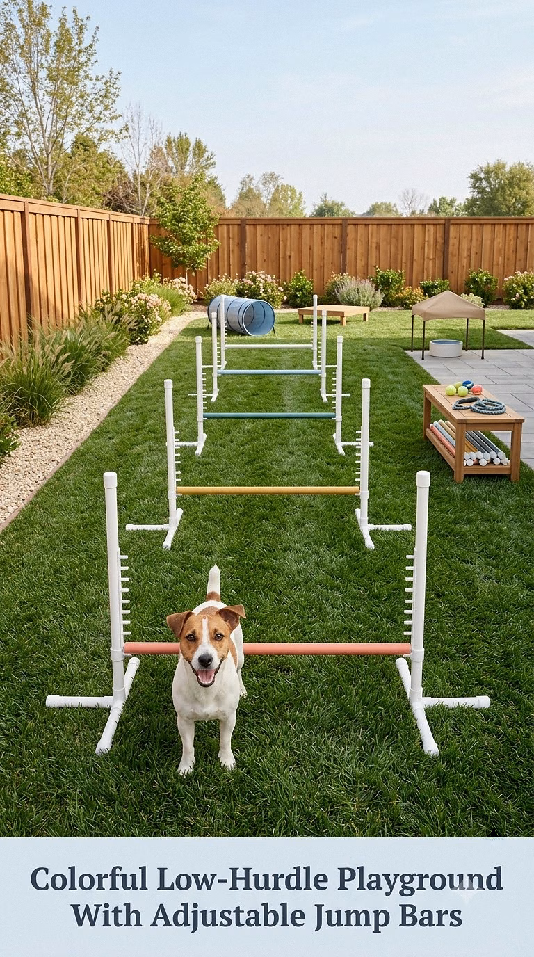Colorful Low-Hurdle Playground With Adjustable Jump Bars