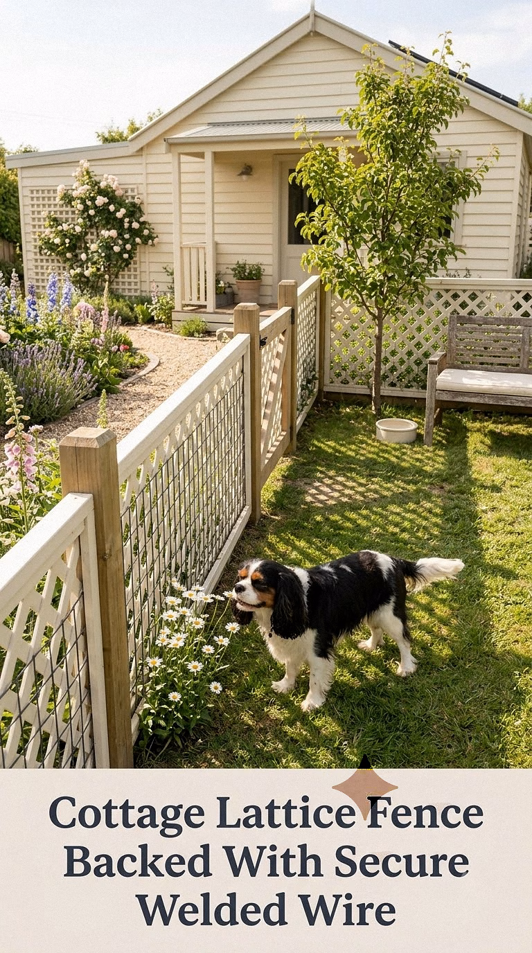 Cottage Lattice Fence Backed With Secure Welded Wire