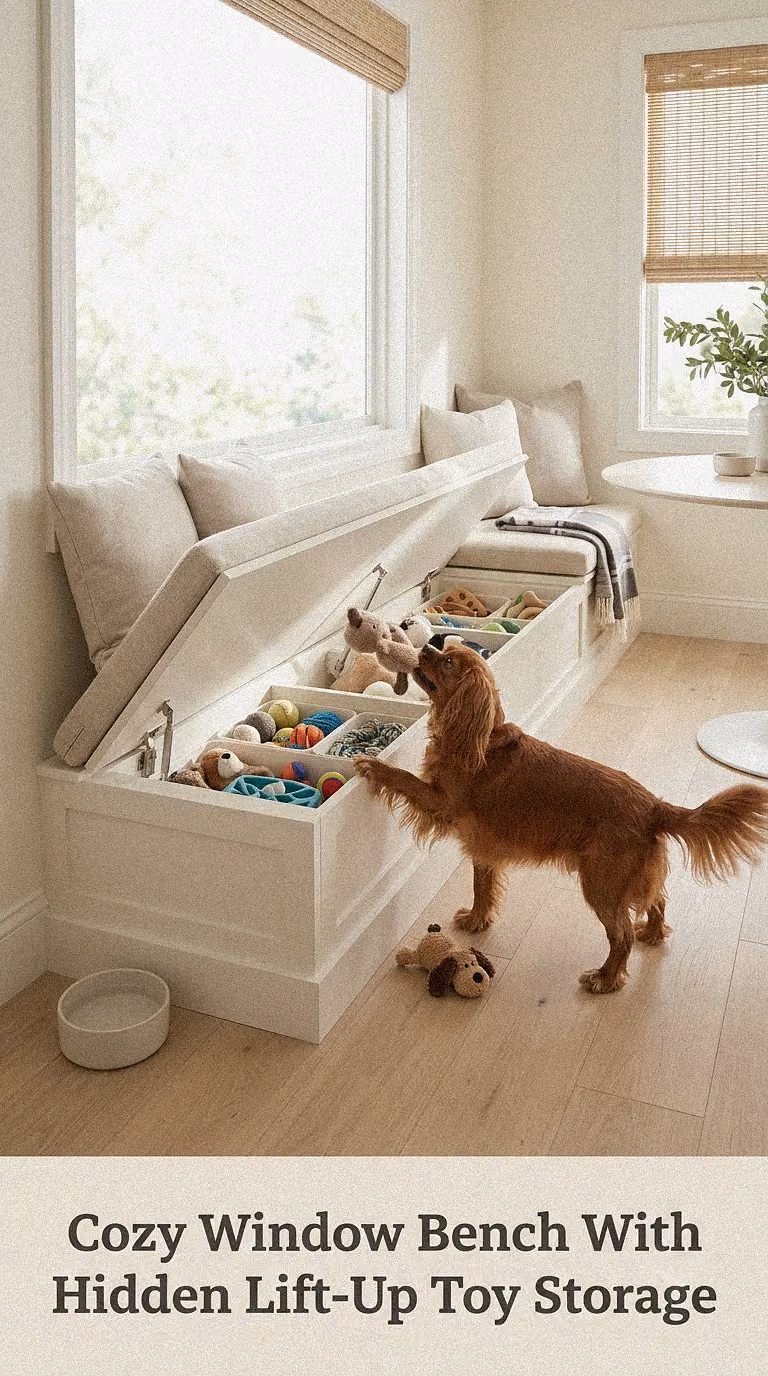 Cozy Window Bench With Hidden Lift-Up Toy Storage
