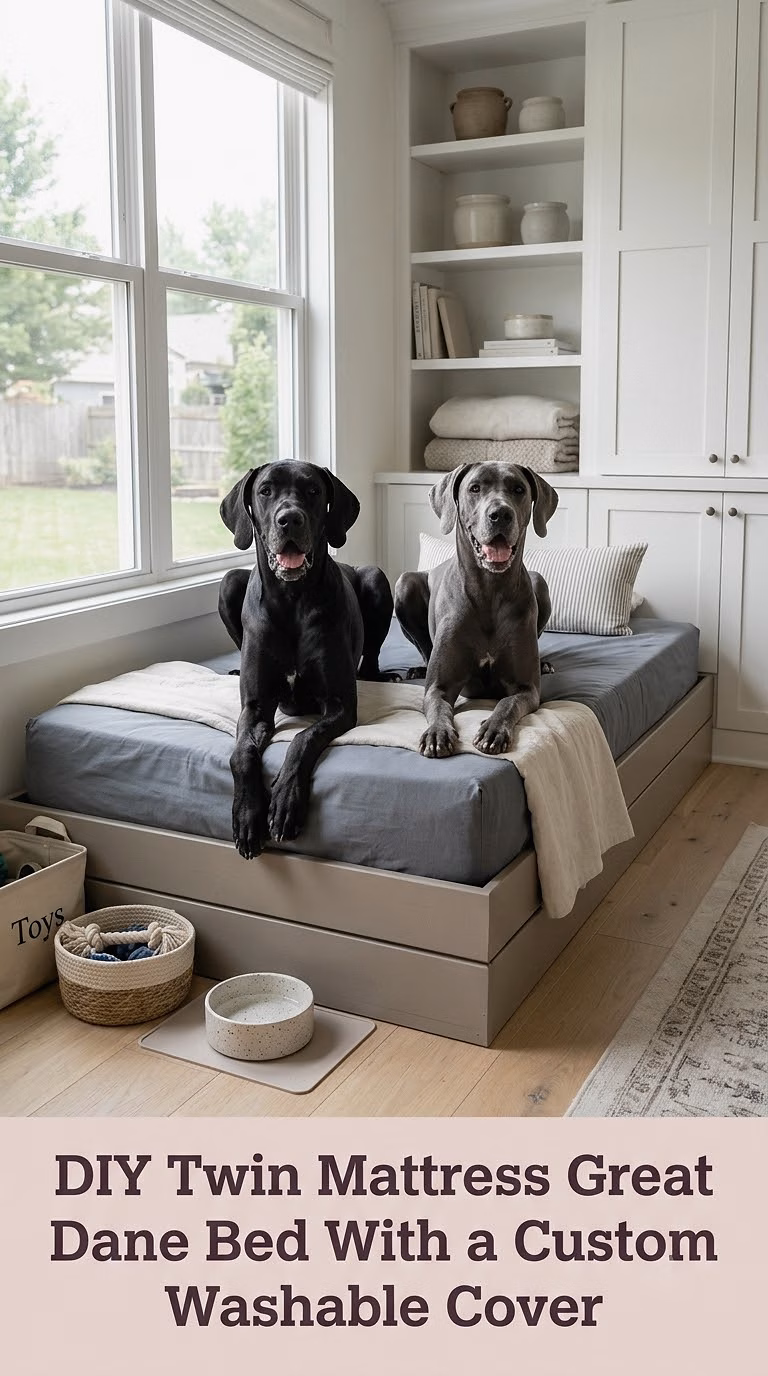 DIY Twin Mattress Great Dane Bed With a Custom Washable Cover