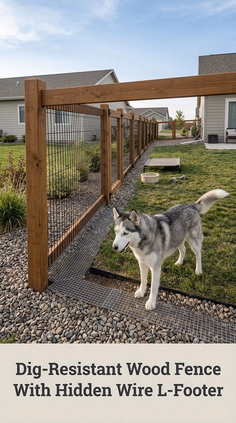 Dig-Resistant Wood Fence With Hidden Wire L-Footer