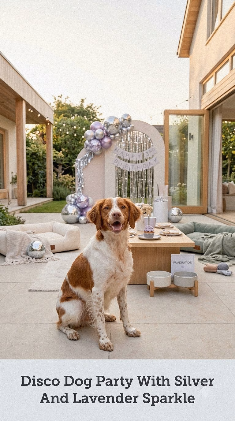Disco Dog Party With Silver And Lavender Sparkle
