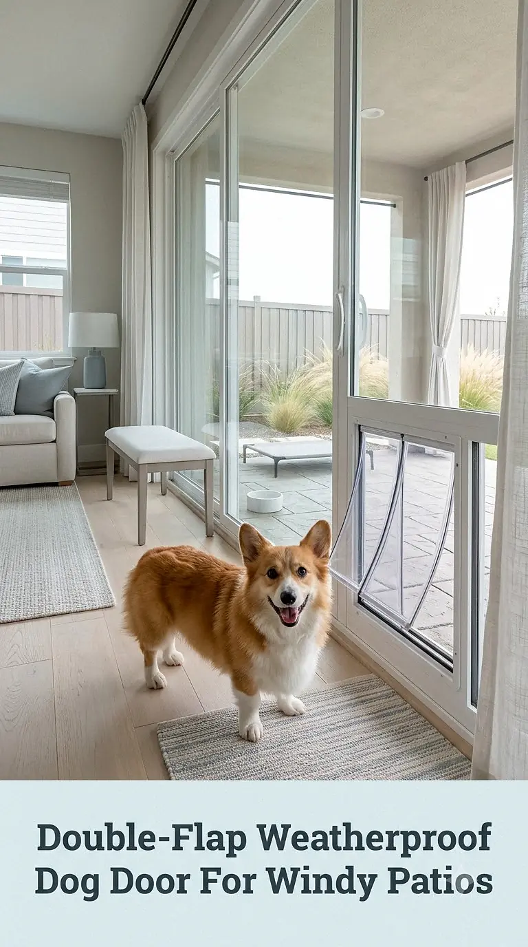 Double-Flap Weatherproof Dog Door For Windy Patios