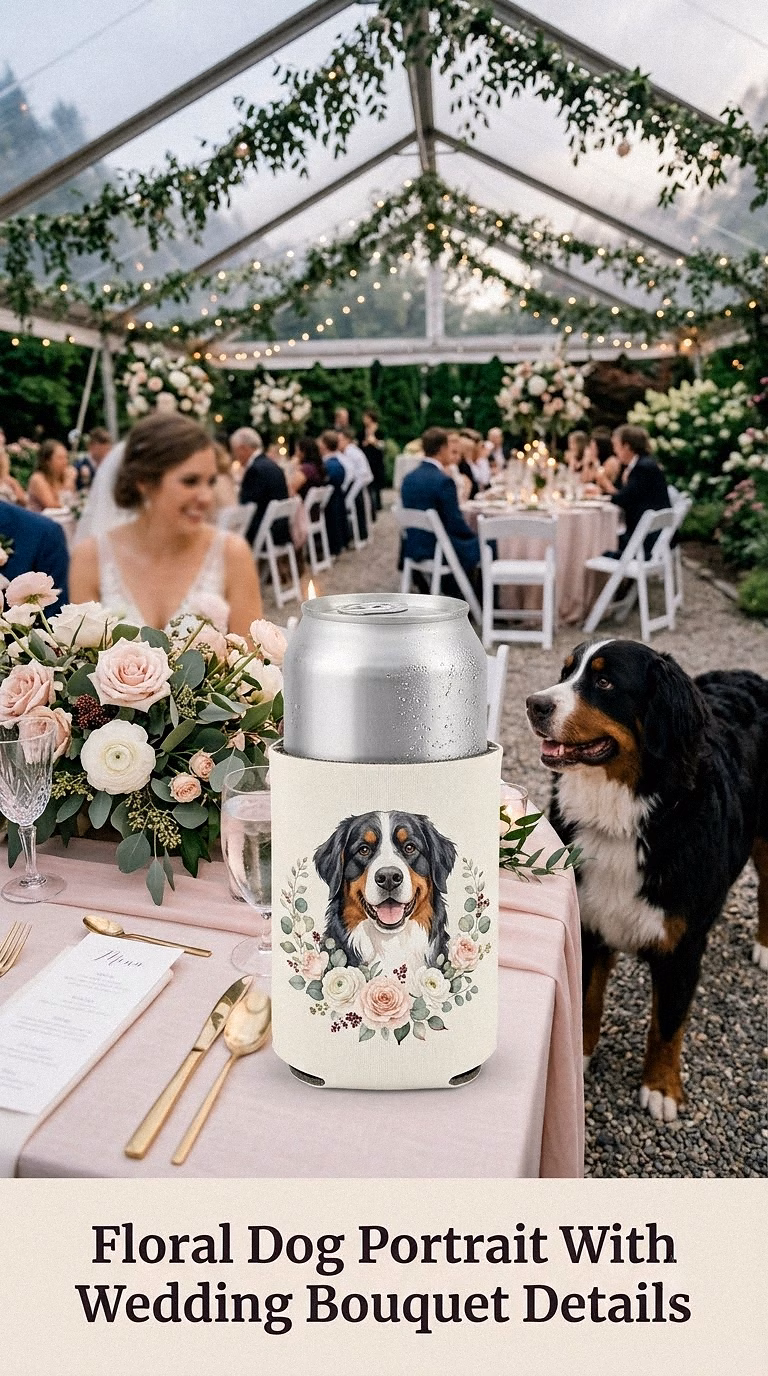 Floral Dog Portrait With Wedding Bouquet Details