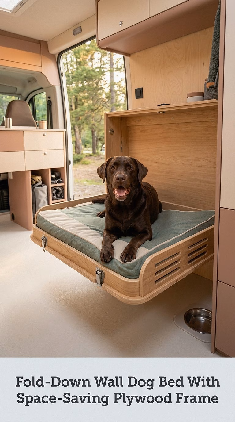 Fold-Down Wall Dog Bed With Space-Saving Plywood Frame